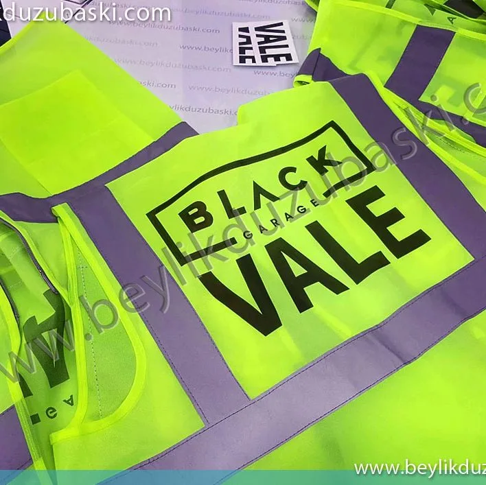 black garage vale yeleği, acil vale yeleği, fosforlu yelek baskısı, reflektörlü vale yeleği, fermuarlı yelek baskısı