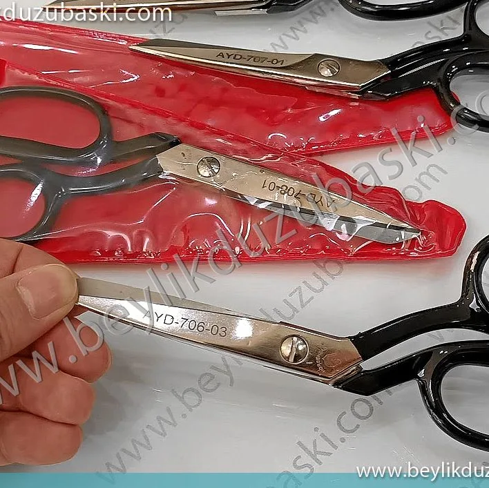 makas üzerine yazı, lazer ile makas üzerine kodlama, çıkmayan kazınmayan lazer ile makas üzerine yazma, lazer markalama, acil ürünler üzerine lazer kazıma