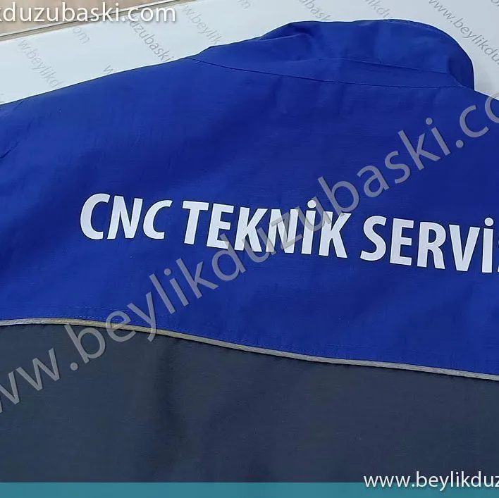 CNC teknik servis için yapılan yelek baskısı, mont ve yelek baskıları, yelek üzerine logo baskı, beylikdüzü, esenyurt