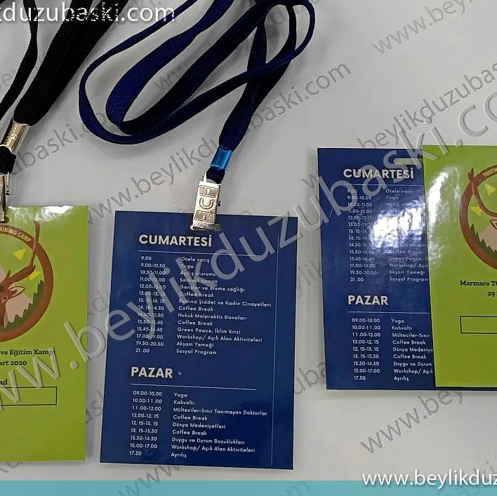 etkinlik için, kullanılan, boyun ipi ve etkinlik kartı, katılımcı isimleri elle yazılabilir, pvc yöntemi ile personel, yaka kartı, üniversite, öğrenci ve etkinliklerde kullanılan, boyun ipli yaka kartı