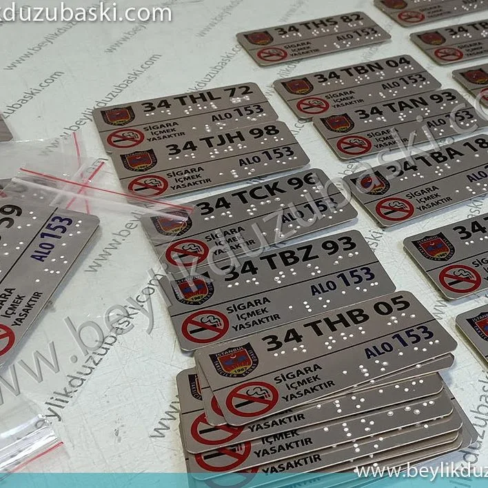 körler alfabesi, baskı, taksi için, kabartma, yazı baskılı, metal plakalar, üretimi yapılmaktadır, acil üretim yapılır, aynı gün kargo yapılır, Braille alfabe, baskı, üretim