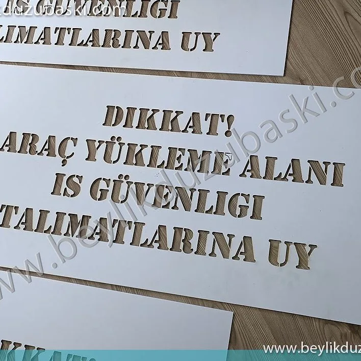 yer için şablon üretimi, lazer ile kesim yapılan, şablon, ucuz şablon, adetli baskılar için şablon üretimi, boyama şablonu, adetli boyamalar için, plastik şablon üretimi