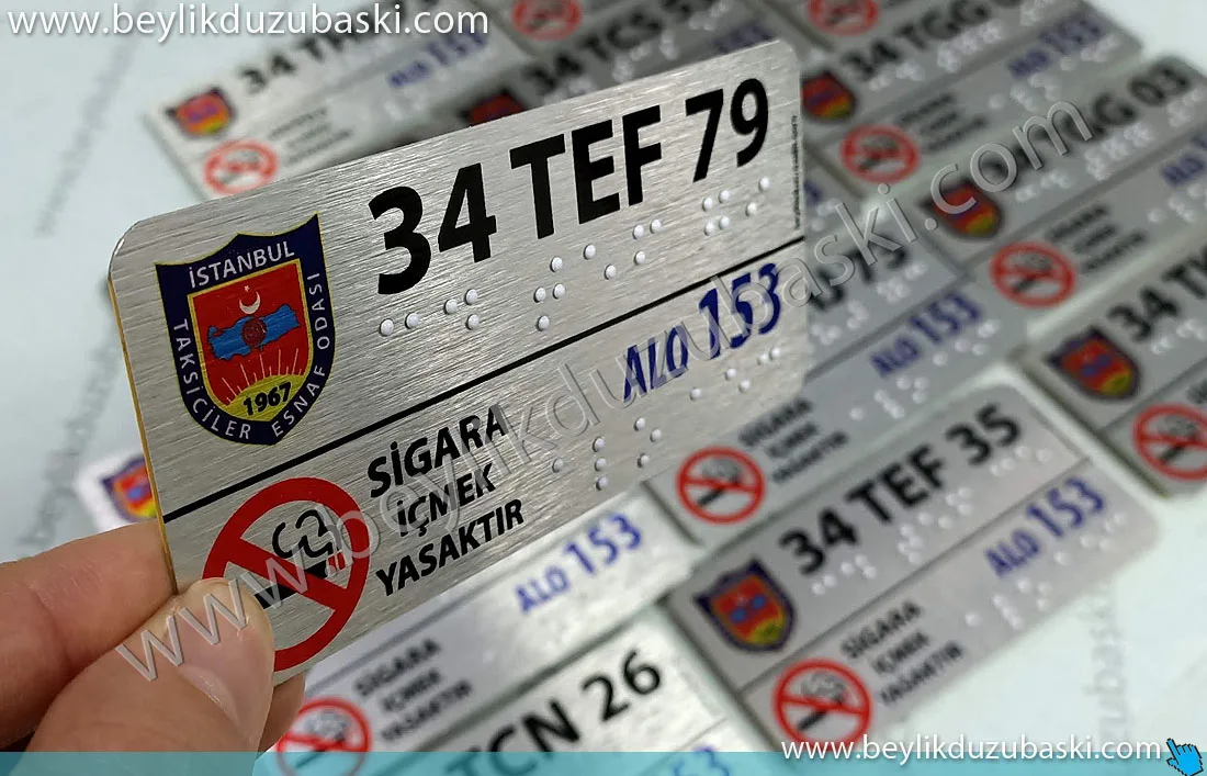 Taksi körler alfabe plaka baskı, taksiler için kabartma körler alfabe baskısı, braille alfabesi, körler alfabesi, taksi metal plaka, üretim, imalat, acil baskı Taksi körler alfabe plaka baskı, taksiler için kabartma körler alfabe baskısı, braille alfabesi, körler alfabesi, taksi metal plaka, üretim, imalat, acil baskı