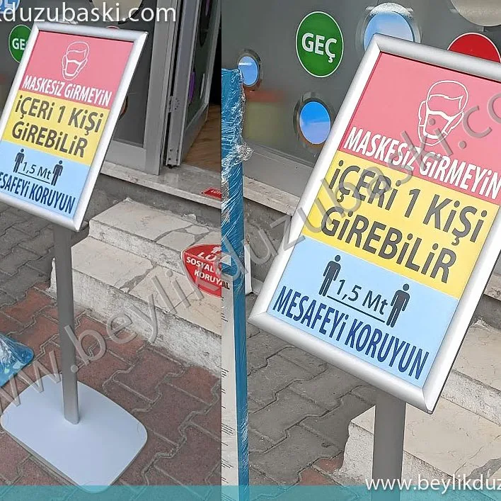 ayaklı A3 stand, içine kağıt konulabilen, açıp kapanan Alüminyum çerçeve, ayaklı stand ürün, ayakta duran yönlendirme tabelası, uyarı levhası, A4 ve A3 ebat hazır rün