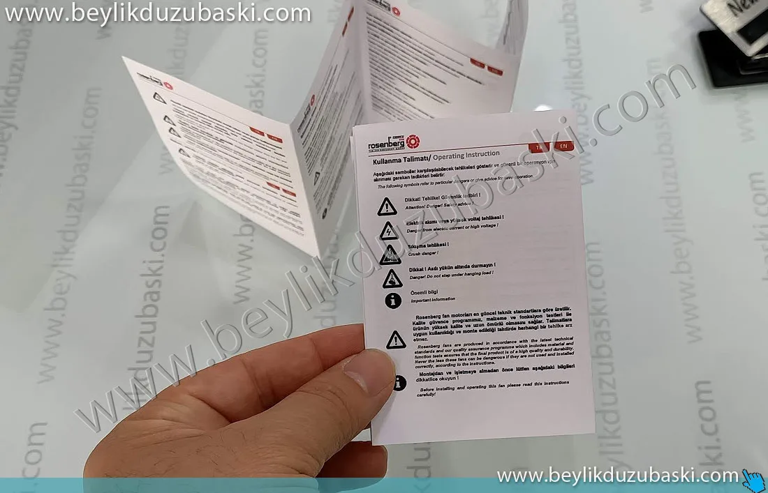 kullanım kalvuzu, Z şeklinde katlanmış, kullanım klavuzu baskısı, acil kullanım klavuzu üretimi, 10x15 cm ebadında katlanmış, kullanım klavuz baskısı
