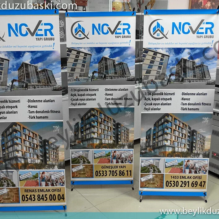 Beylikdüzü X banner, Roll-up Baskı, Nover yapı için yapılan X banner baskısı, tasarım ve baskılar firmamızda yapılmıştır, Aynı gün tasarım dahil teslim, beylikdüzü, esenyurt, silivri, stand baskı