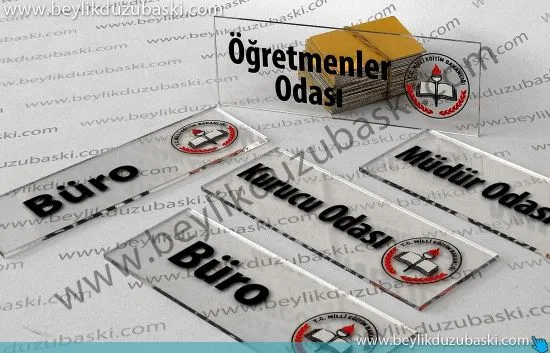 Dekoratif vidalı kapı tabelası, şeffaf cam kapı tabelası