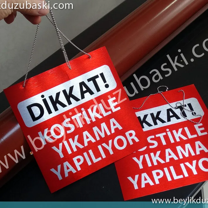 Metali zincirli, uyarı levhası, Dikkat tabelası, metal asılabilir, kaliteli uyarı levhası imalatı, metal etiket, zincirli plaka