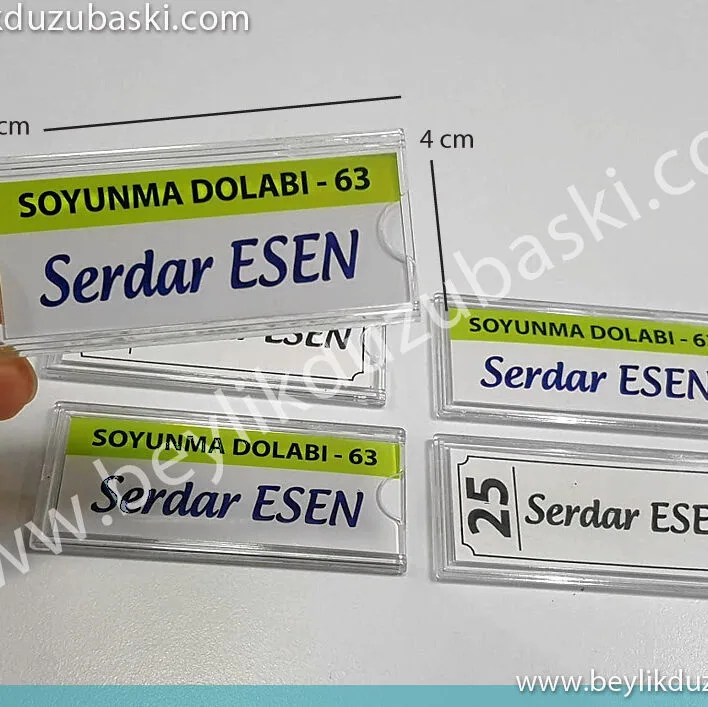 Dolap isimlik, okul dolap isimliği, soyunma odası dolap isimliği, personel dolap etiketi, içine isim yazılabilen dolap etiketi, plastik, sert, mika dolap etiketi Wardrobe nameplate, school locker nameplate, locker room locker nameplate, staff locker tag, name-engraved locker tag, plastic, hard, mica locker tag