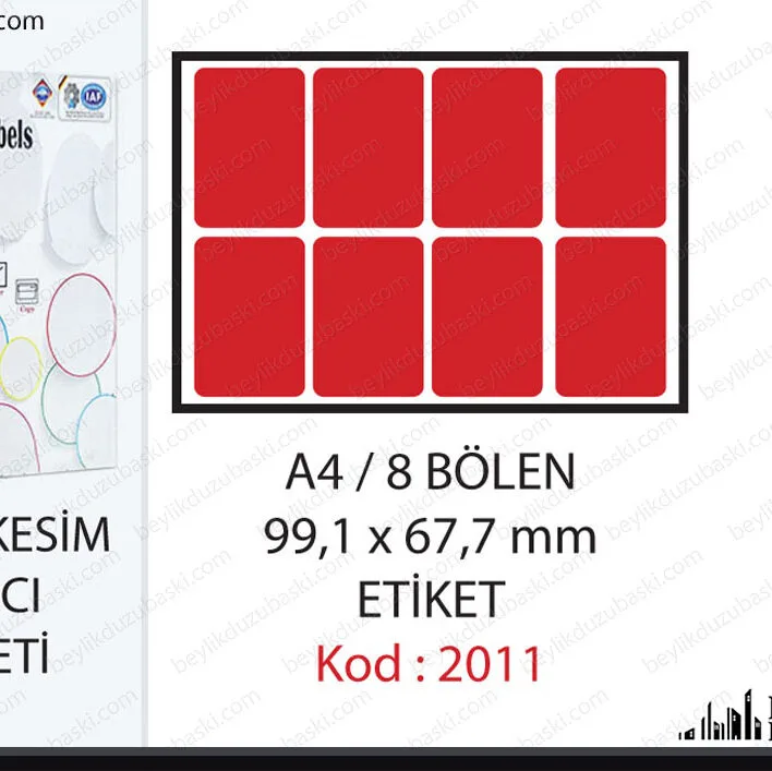 Etiket 2011 Kod, A4 ü 8 e bölen etiket, 1 sayfada 8 etiket, etiket ebadı 99,1x67,7mm, ucuz etiket, paket etiket, kırtasiye ürünü etiket, silivri, beylikdüzü, esenyurt, arnavutköy