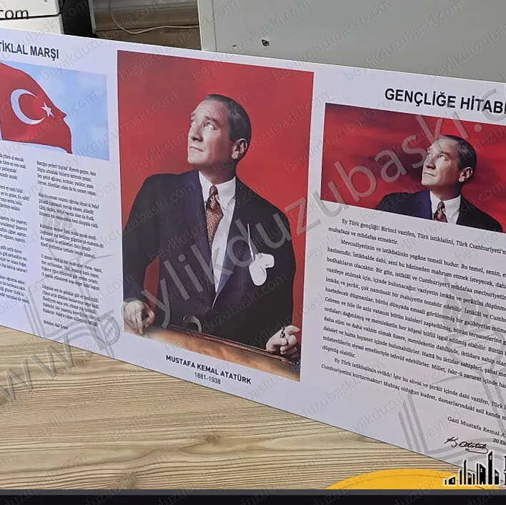istiklal marşı, gençliğe hitabe, atatürk resmi, 90x45 cm pano, okul için, atatürk köşesi, tabela, poster, okul, kreş, atatürk poster baskı