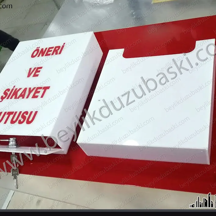 öneri ve şikayet kutusu, özel üretim, pleksi malzeme, renk değiştirilebilir, anahtarlı, cepli dosya gözlü, öneri kutusu, şikayet kutusu, belge kutusu