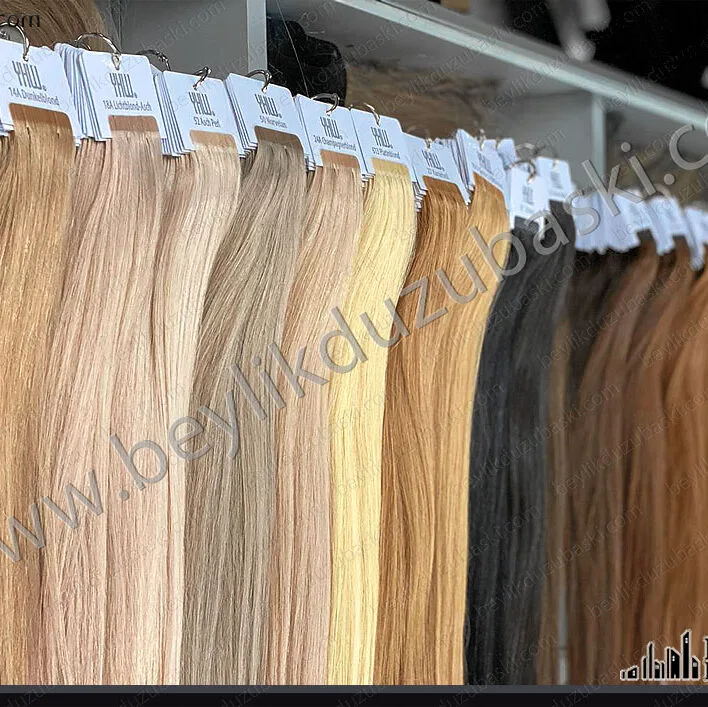 sentetik, saçlar için, kart baskı, tek tek isim ve kod baskısı, adetli üretim, numune yapımı, saç ve peruk, renk modelleri için, etiket, kartela, tutturucu delikli taşıyıcı ürün