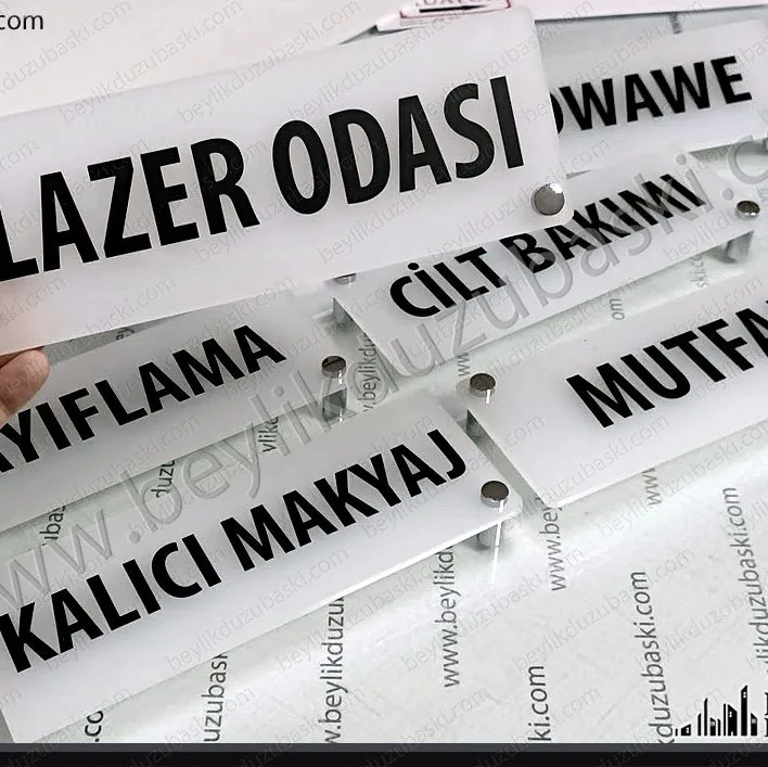 plexi door sign, decorative screw, raki color, smoke color, door sign, hairdresser beauty salon, door nameplate, production, manufacture, manufacture