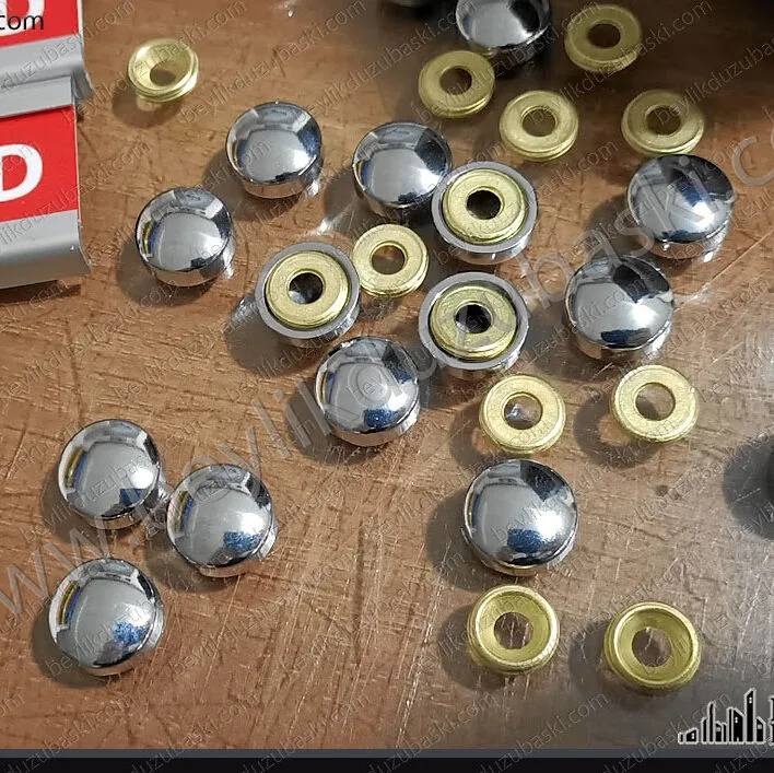 krom vida başlığı, krom vida başı, 15 mm vida başlığı, iç ve dış takım ürün, adetli alımlar içindir, Dekoratif vida başlığı, adetli alımlar içindir, 15mm çap krom başlık, iç geçme halkalı, dekoratif krom başlık