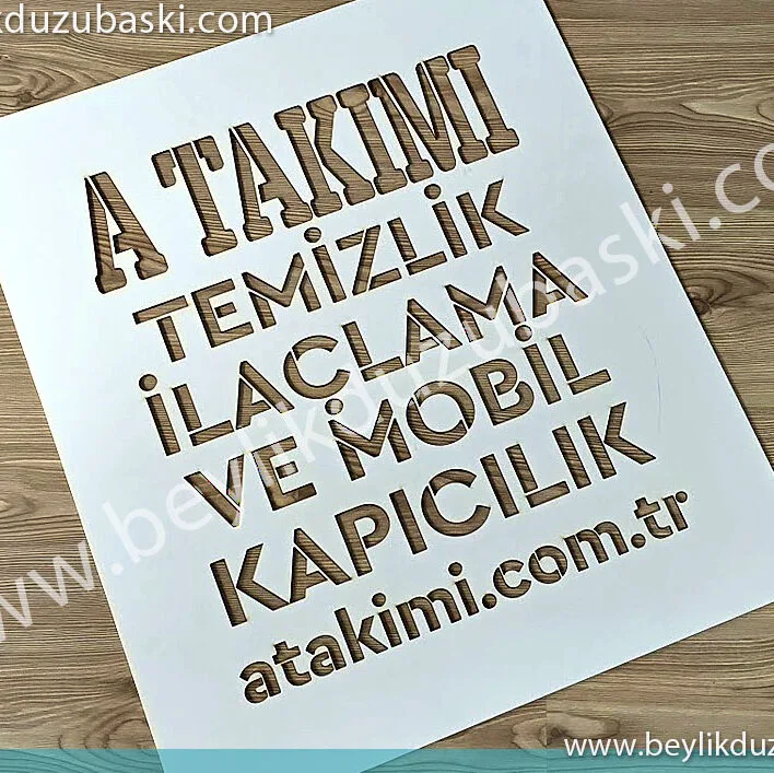 Boyama şablonu, yer için, duvar için, boyama şablonu, sprey boya ile boyama yapma şablonu, rulo ile boyama şablonu, çok defa boyama yapılabilir, yazı şablonları