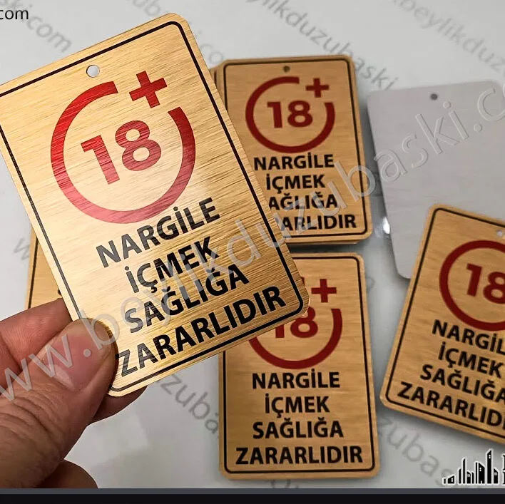 Nargile metal etiket, nargile kullanımı için, metal etiket, zincirli, ipli, metal etiket, tütün malzemeleri kullanımı için, uyarı tabelası, nargile metal etiket