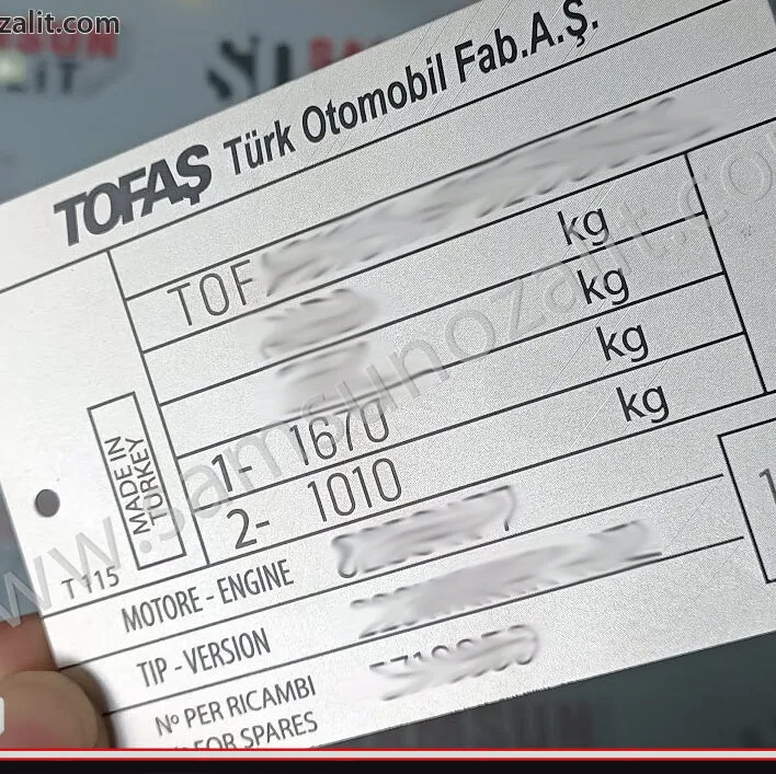 tofaş araç motor etiketi, kartal, şahin, doğan motor etiketi, hızlı üretim yapılır, tasarım desteği verilir, yönetmeliğe uygun, motor şasi etiketi baskısı, dış mekan dayanıklı paslanmaz ürün