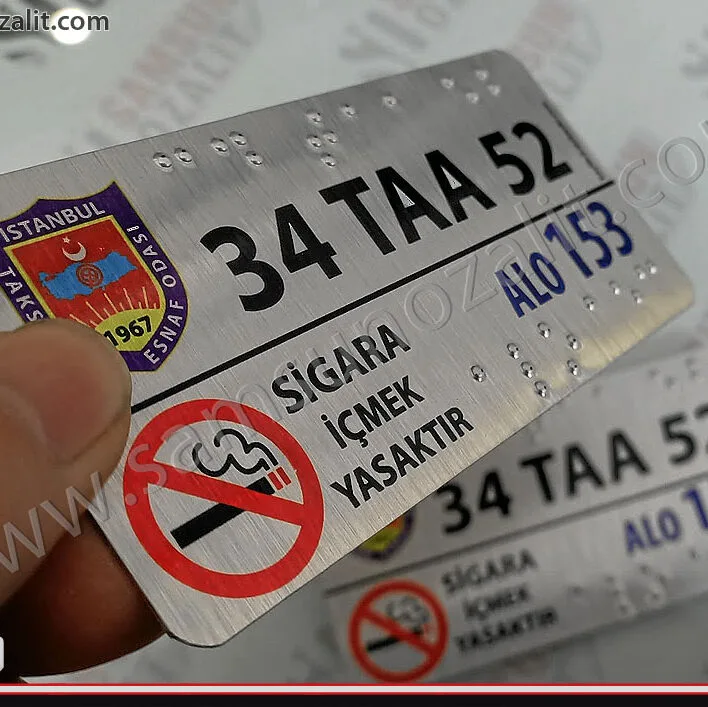 taksi görme engelli plaka baskısı, ticari taksi, ticari araç, servis aracı, yönetmeliğe uygun, araç içi görme engeli plaka baskısı, servis, minibüs, ticari araç, taksi, ibb yönetmeliğine uygun araç içi görme engelli plaka baskısı, Braille alfabesi kabartma yazı baskı