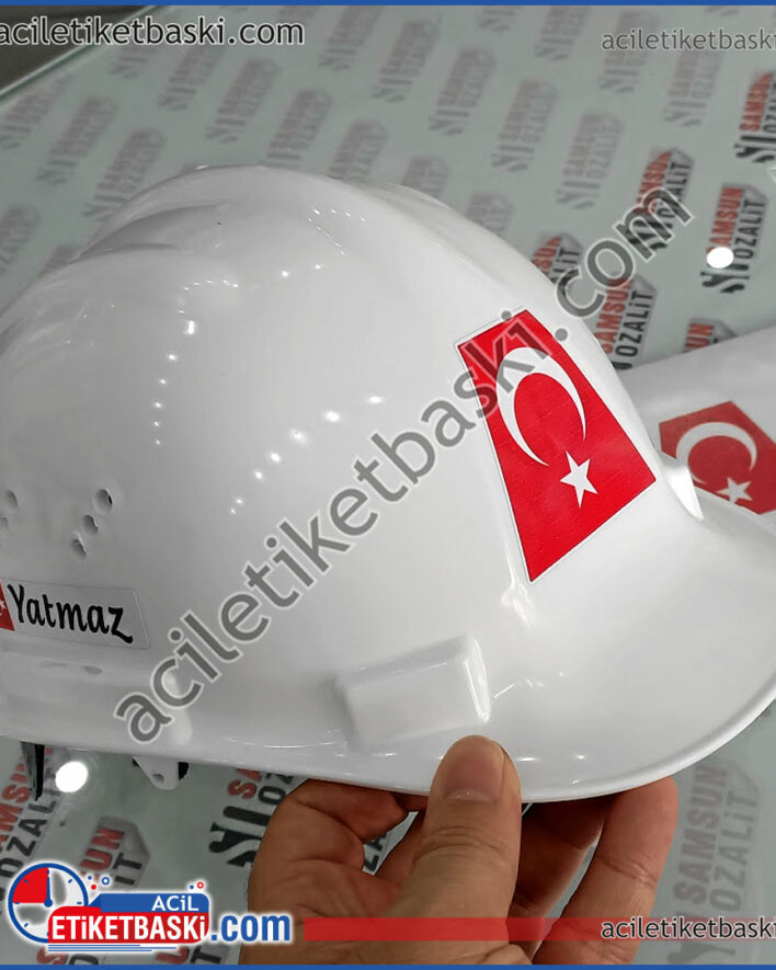 baret, baskılı baret, işim baskılı, bayrak baskılı baret, firma logo ve kan grubu bilgileri baskılı baret, 1 adet yapılabilir, aynı gün gönderim yapılır, acil baret baskı, inşaat bareti, şantiye bareti, iş güvenlik uzmanı bareti, az adet ürün yapılır, fazla etiketler yanında hediye olarak gönderilir, etiket baskı merkezi