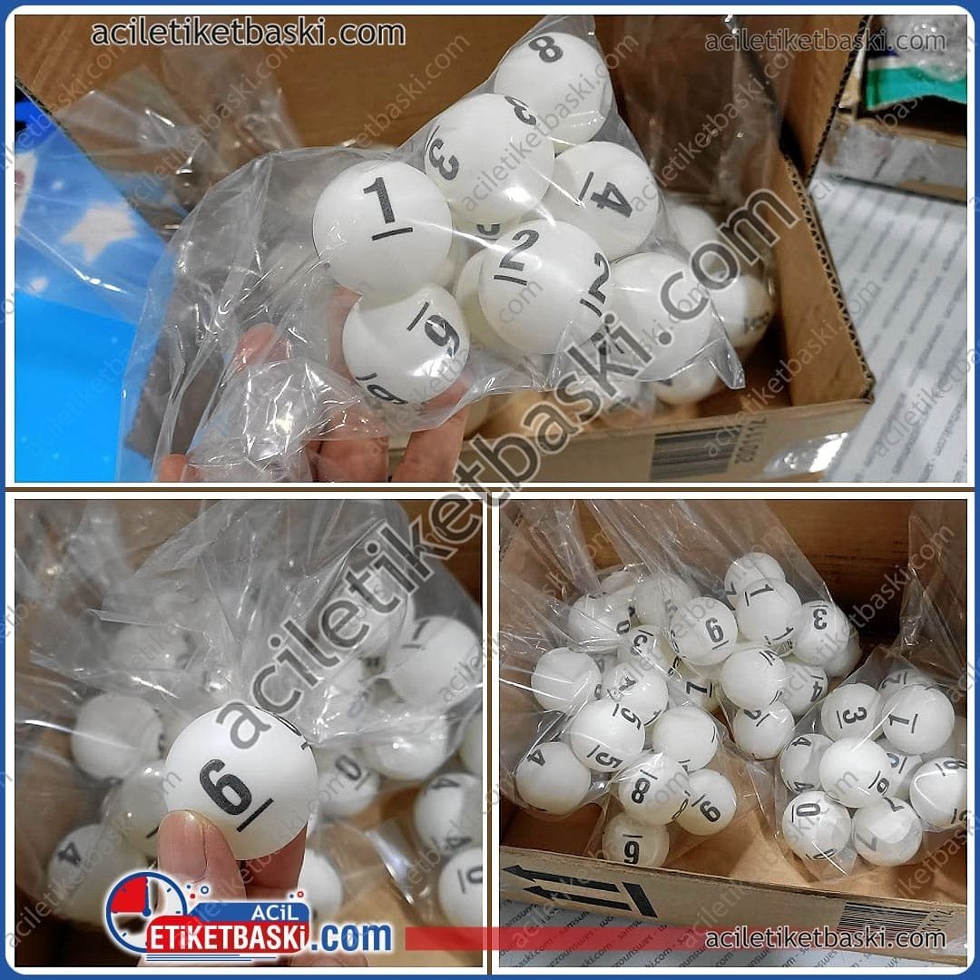 Baskılı Çekiliş Topu | 4cm Pinpon - Silinmez Baskı | 1-2-4-6 Yüzey Baskı Seçenekli