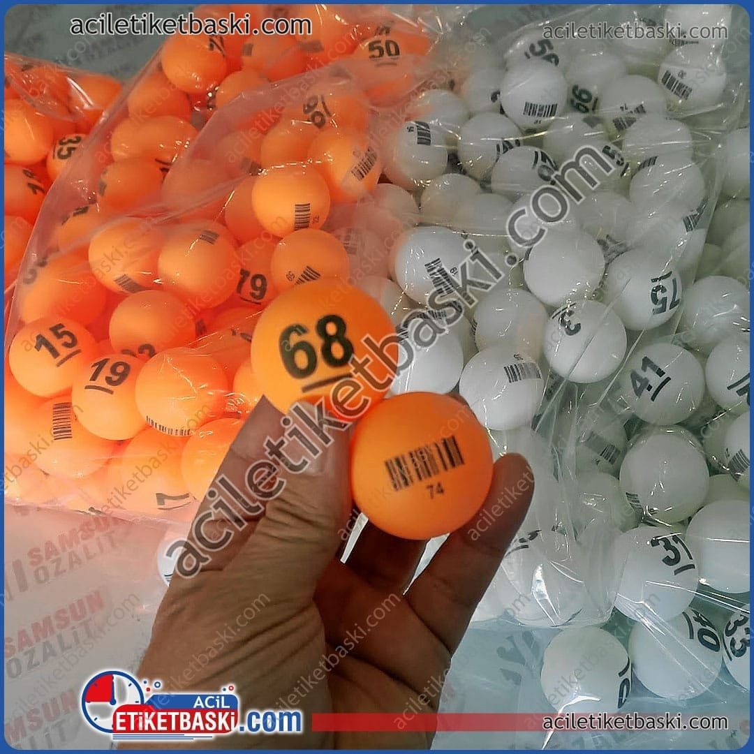 Baskılı Çekiliş Topu | Kura Topu - İthal Malzeme & Kalıcı Baskı | Turuncu & Beyaz Renk