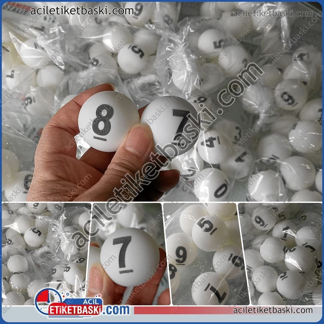 Baskılı Çekiliş Topu | 4cm Pinpon - Silinmez Baskı | 1-2-4-6 Yüzey Baskı Seçenekli