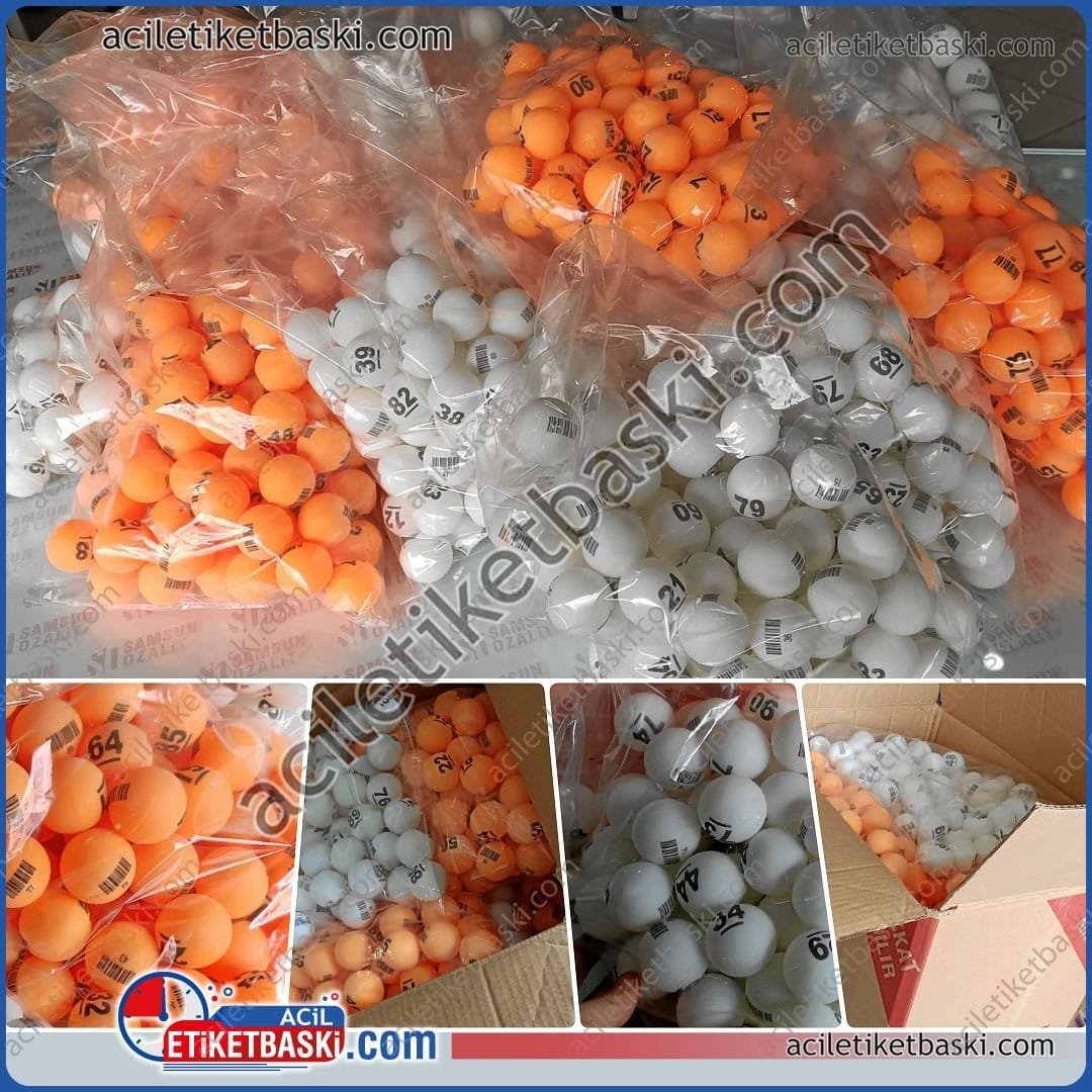 Baskılı Çekiliş Topu | Kura Topu - İthal Malzeme & Kalıcı Baskı | Turuncu & Beyaz Renk