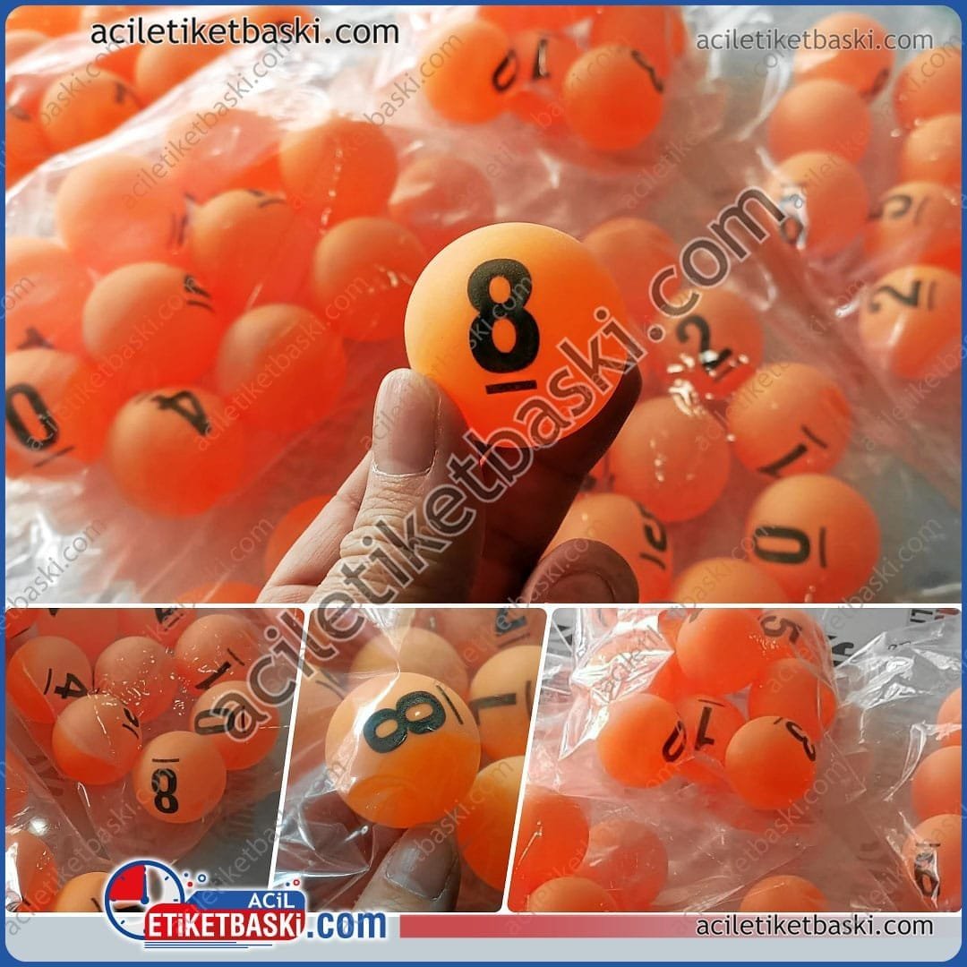 Baskılı Çekiliş Topu | Kura Topu - İthal Malzeme & Kalıcı Baskı | Turuncu & Beyaz Renk