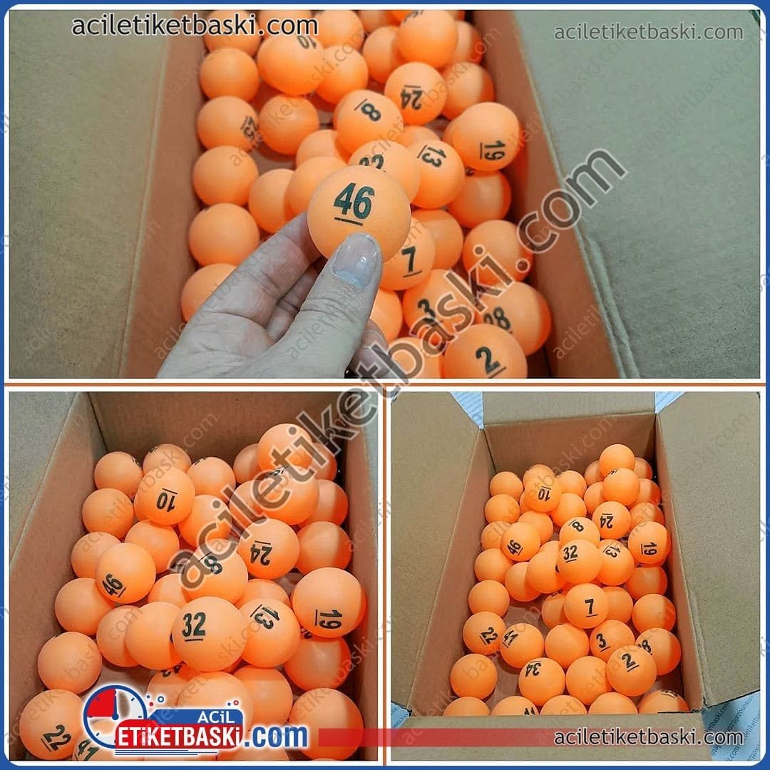 Baskılı Çekiliş Topu | Kura Topu - İthal Malzeme & Kalıcı Baskı | Turuncu & Beyaz Renk