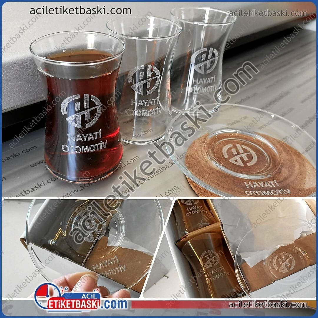 Cam Üzerine Lazer Kazıma Baskı | Su & Çay Bardağı | Çıkmaz, Yıkanabilir, Ömürlük | Kişiye Özel Hediyelik | Acil Üretim & Aynı Gün Kargo