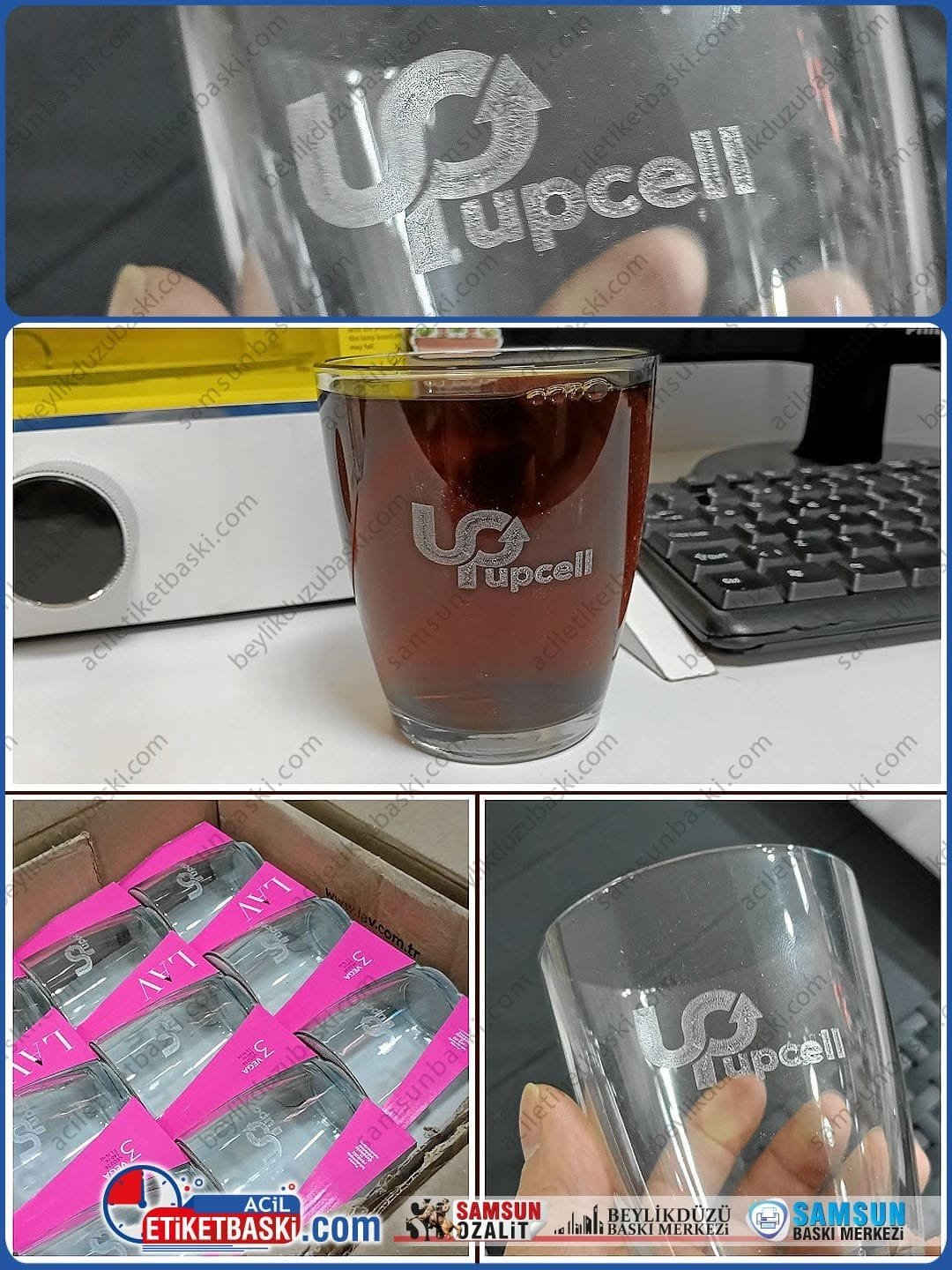 Cam Üzerine Lazer Kazıma Baskı | Su & Çay Bardağı | Çıkmaz, Yıkanabilir, Ömürlük | Kişiye Özel Hediyelik | Acil Üretim & Aynı Gün Kargo