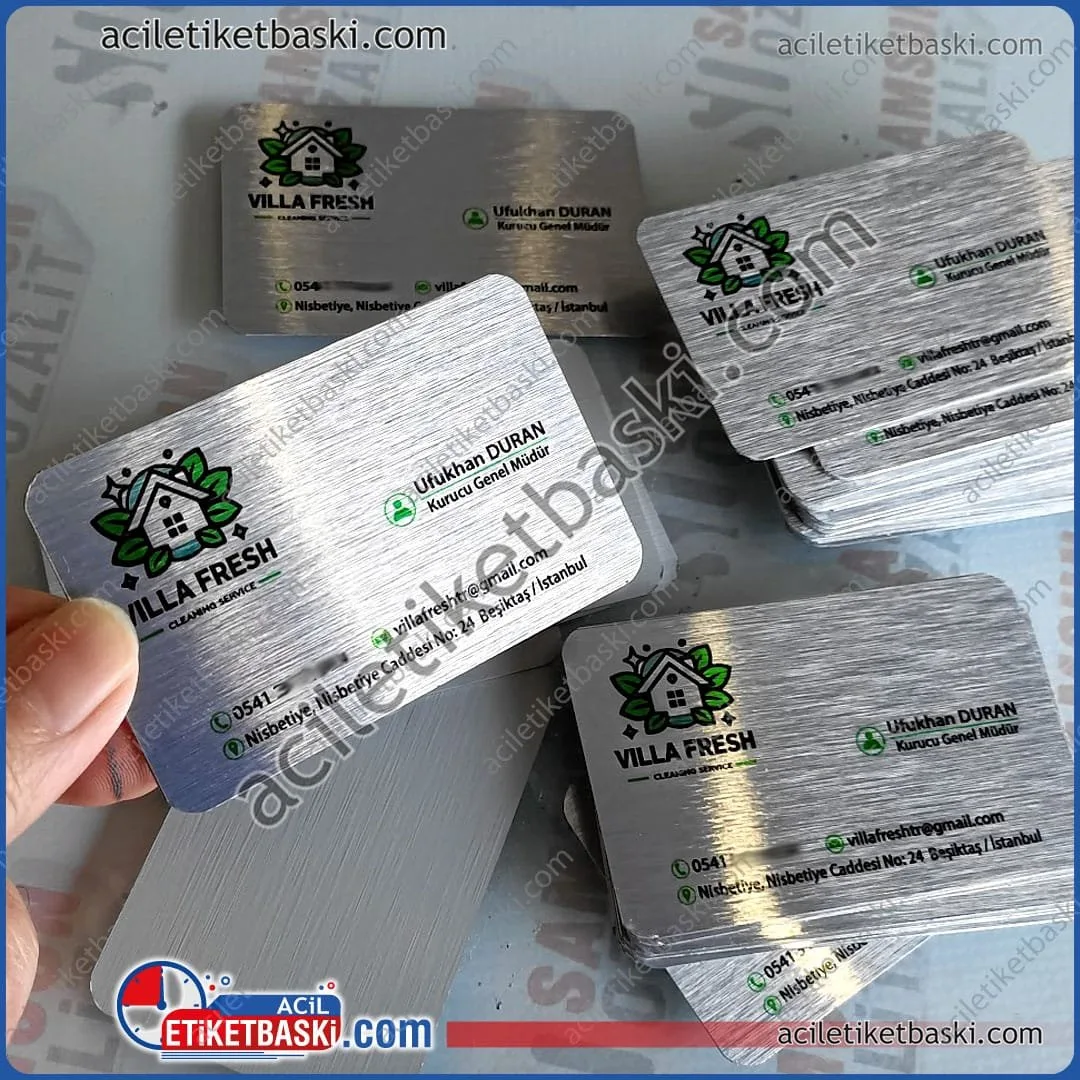 Lüks Alüminyum Metal Kartvizit Çift Taraflı Baskılı ve Özel Tasarımlı