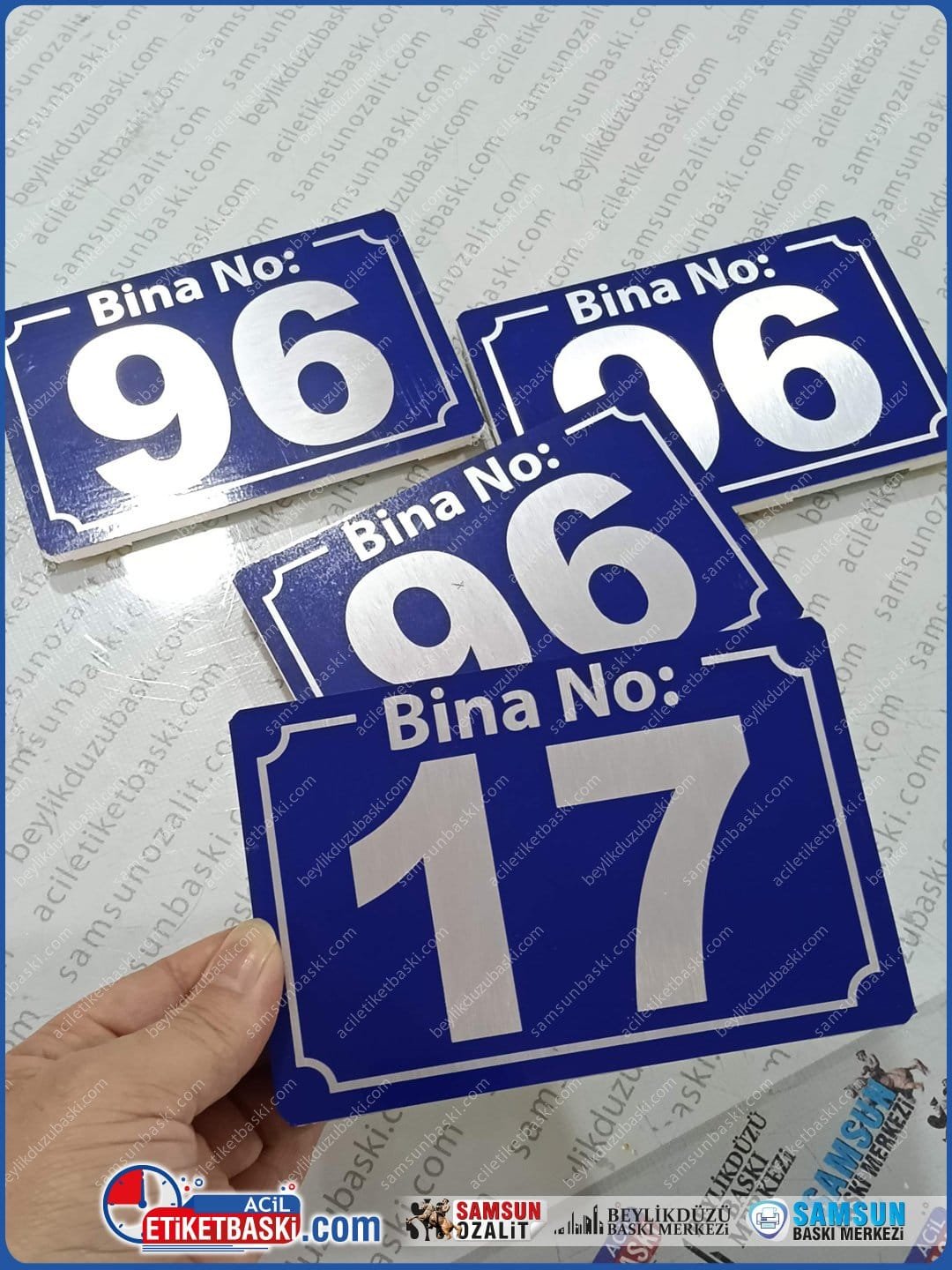 10x15 cm Belediye Uyumlu Bina Dış Kapı Numarası | 5mm Plastik Tabanlı