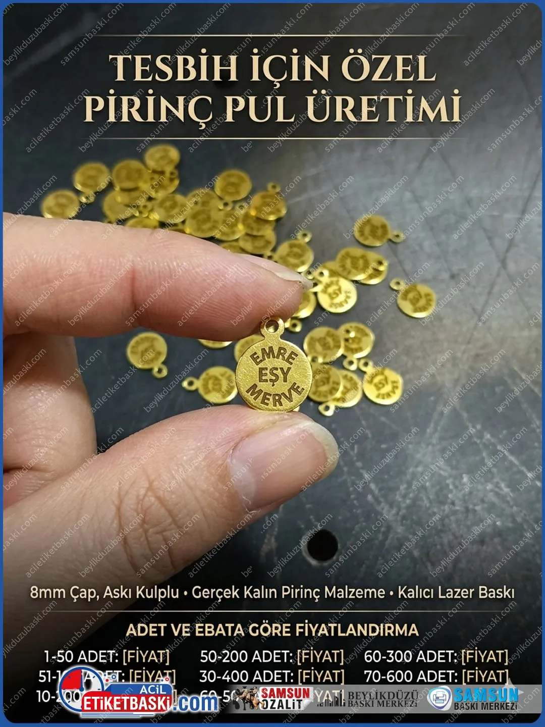 Antik Eskitme Gerçek Pirinç Metal Lazer Baskılı Plaka