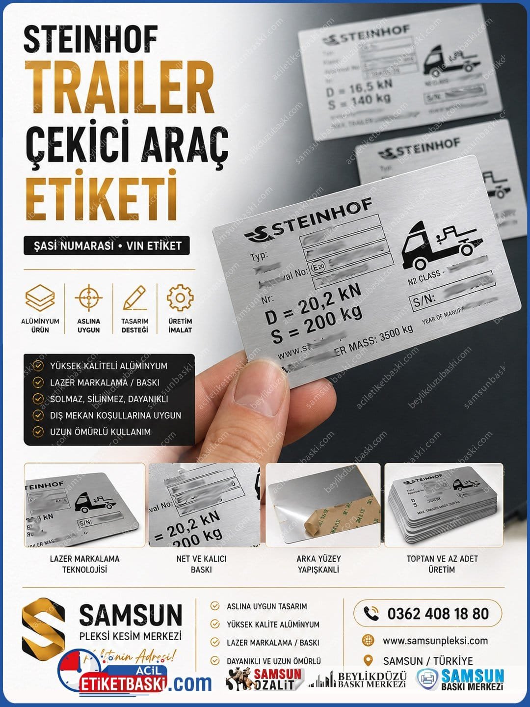 Steinhof Çeki Demiri ve Trailer Şasi Etiketi | Alüminyum VIN Plakası