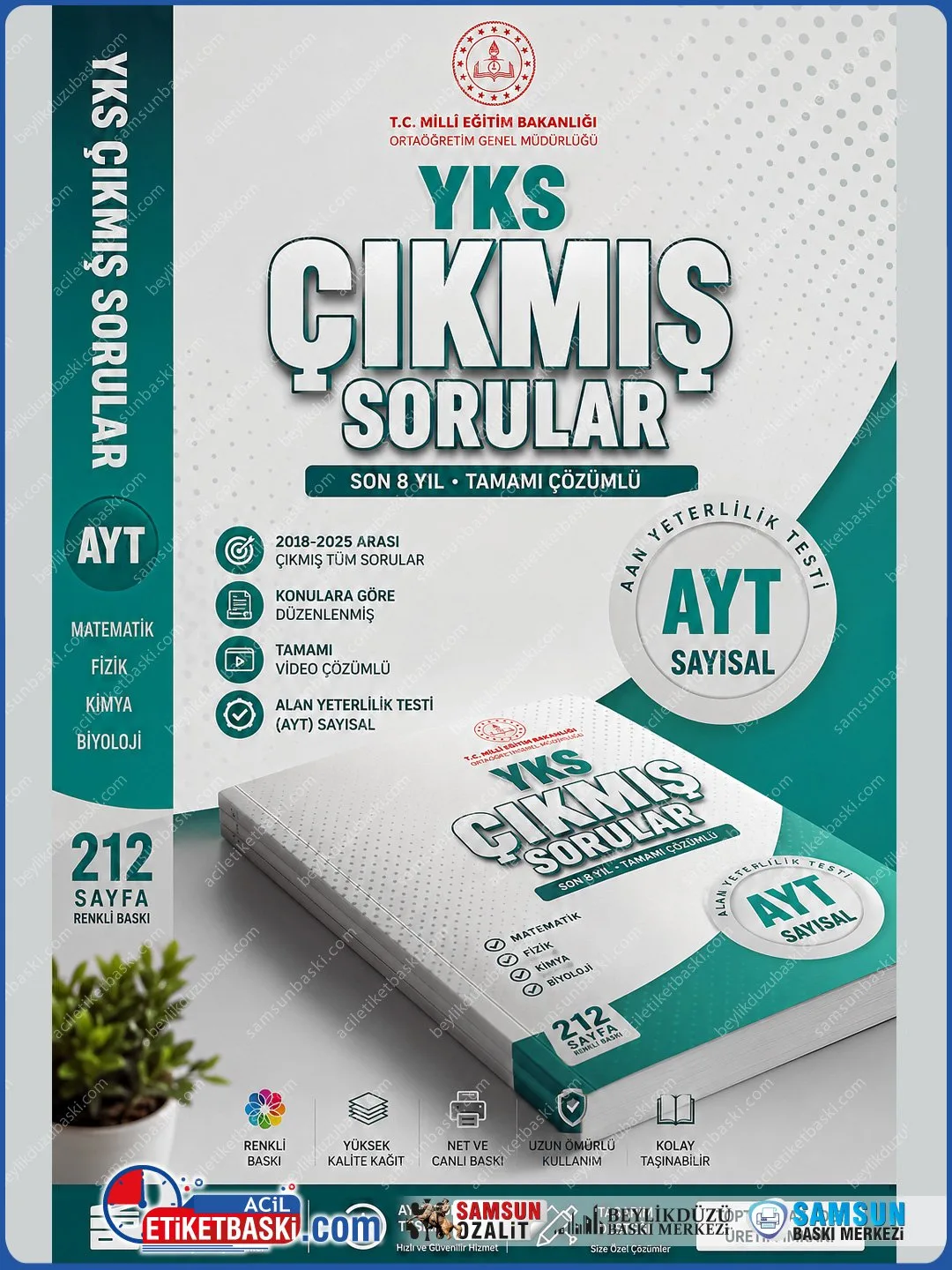 YKS AYT Çıkmış Sorular Kitabı | 2018-2025 Matematik Fizik Kimya Biyoloji Renkli Baskı