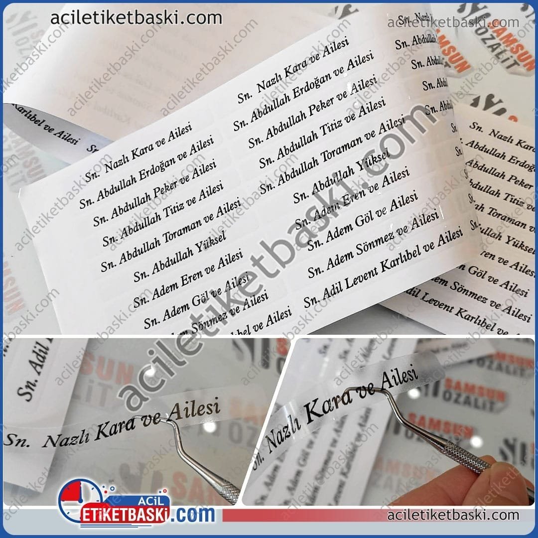 Şeffaf Davetiye Zarf Etiketi | Konuk Listesi İsim Baskılı Şeffaf Sticker