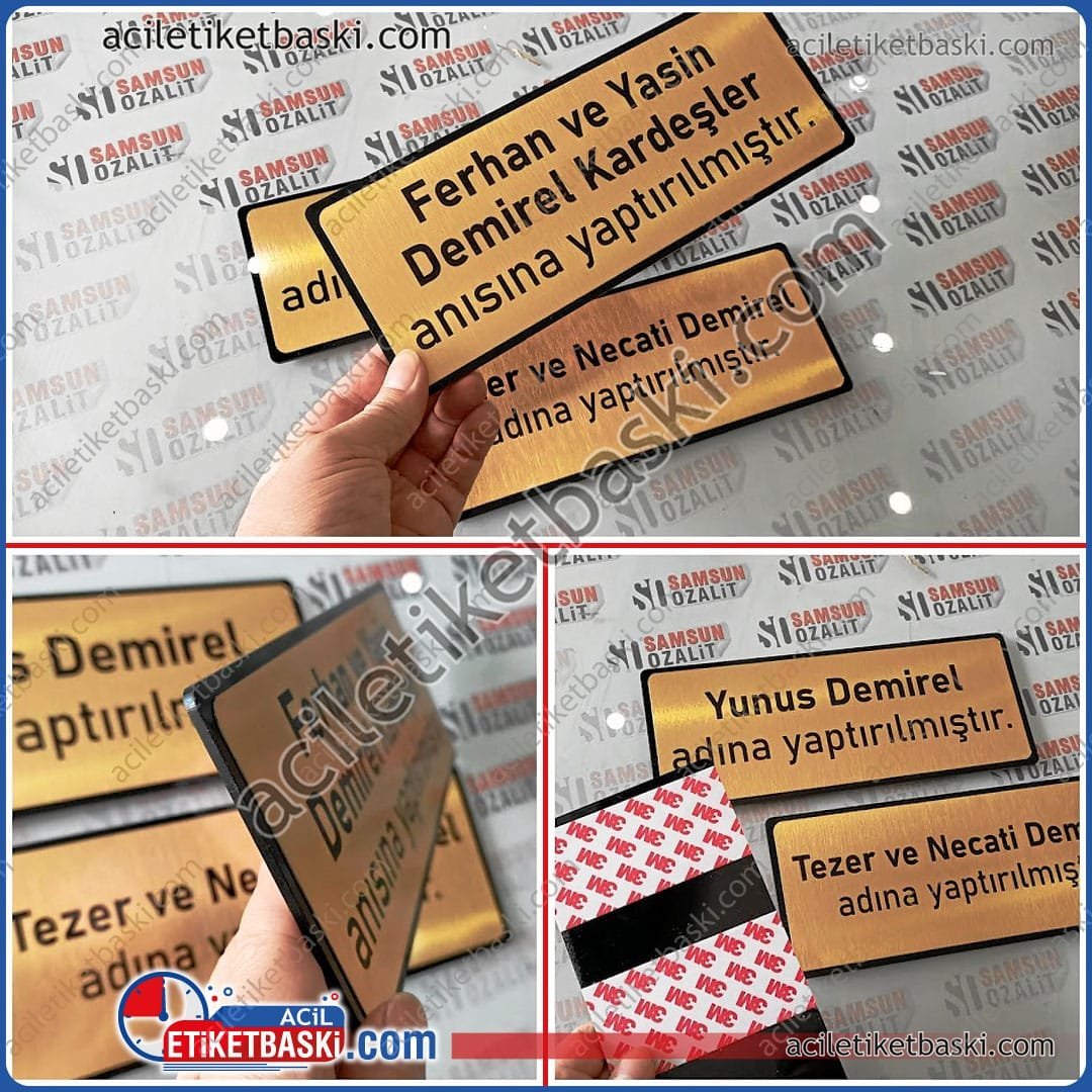 7x20 cm Pleksi Tabanlı Metal Standart ve Makam Kapı İsimliği